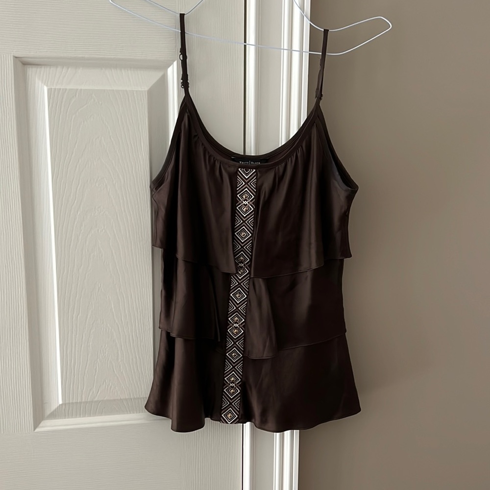 WHBM BROWN SILK TANK